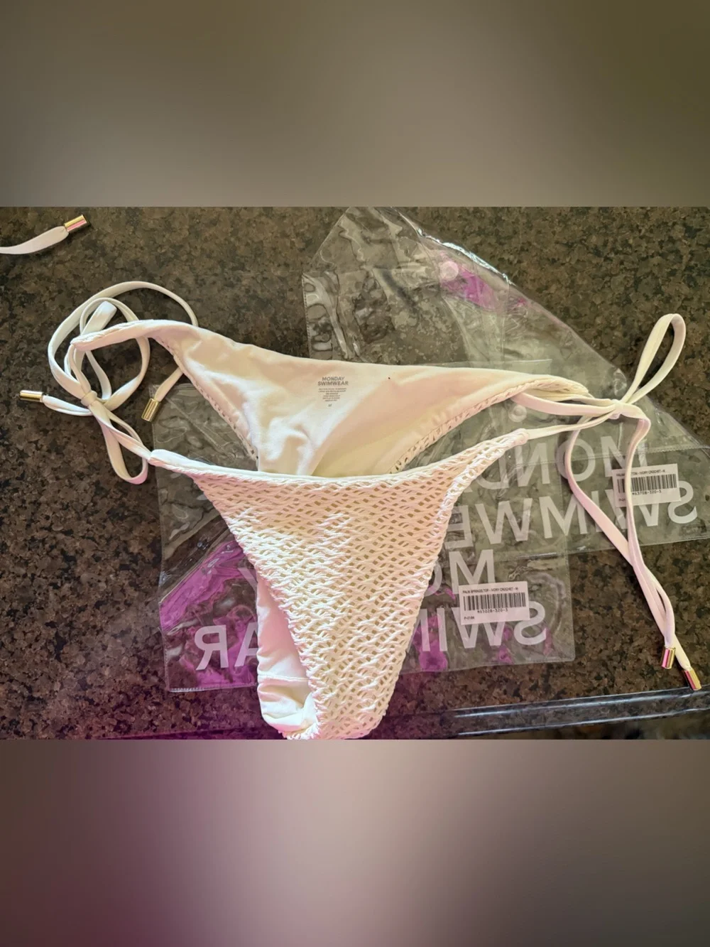 Monday Swimwear Ivory Crochet Bikini
